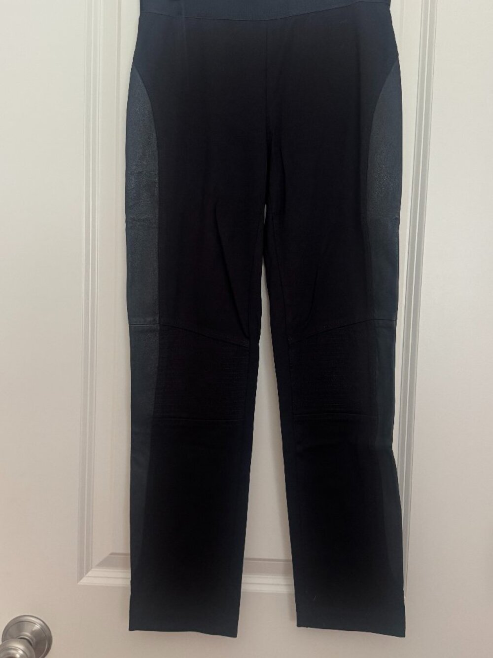Elie Tahari Black Moto Leather Panel Legging Pants XS